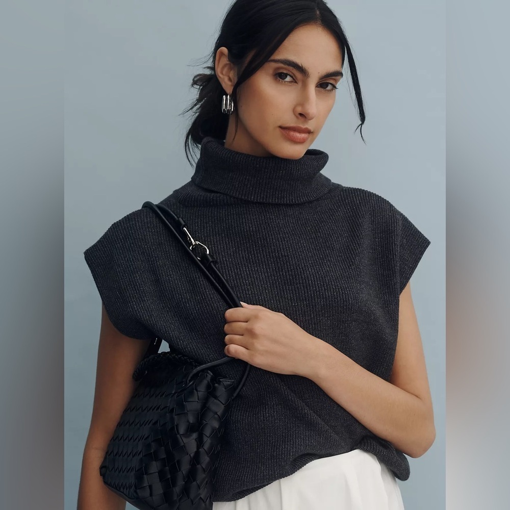 NWT! Anthropologie Maeve Mock-Neck Muscle Sweater Vest - XS 🦊